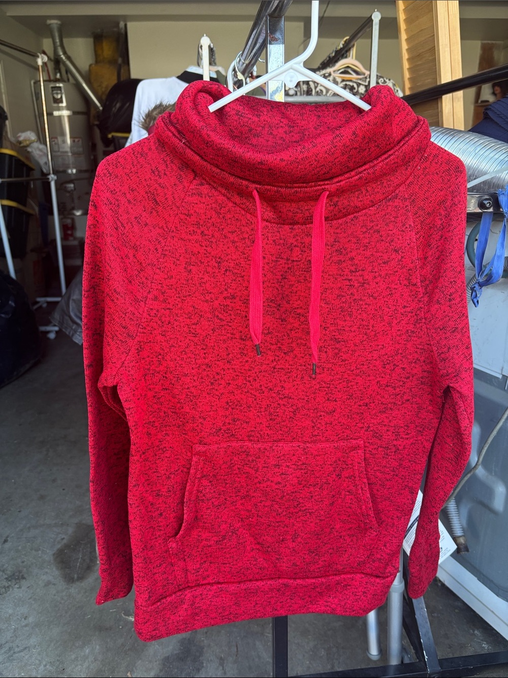 Derek Heart Red Heathered Cowl Neck Pullover